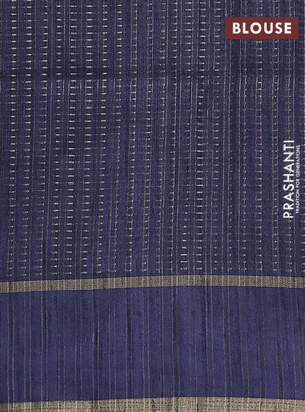 Semi matka saree blue shade with allover zari weaves and rettapet zari woven border