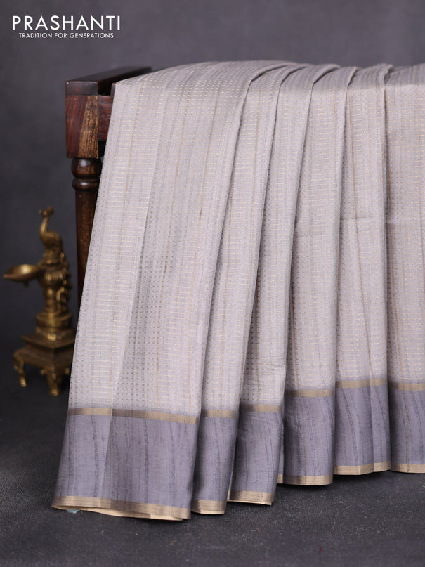 Semi matka saree grey with allover zari weaves and rettapet zari woven border