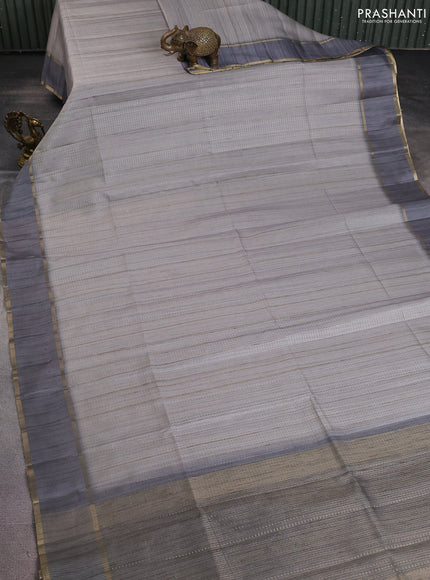 Semi matka saree grey with allover zari weaves and rettapet zari woven border