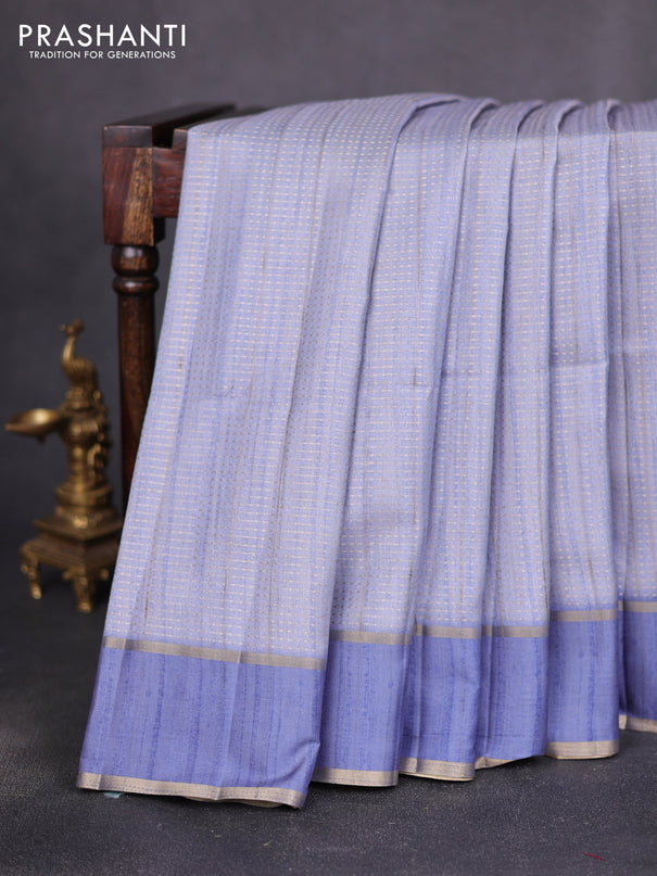 Semi matka saree lavender shade with allover zari weaves and rettapet zari woven border