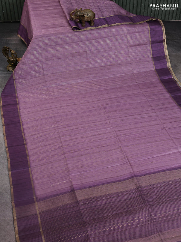 Semi matka saree purple with allover zari weaves and rettapet zari woven border