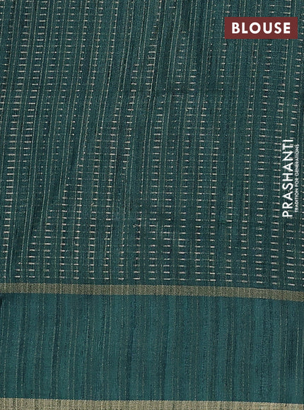 Semi matka saree teal green with allover zari weaves and rettapet zari woven border