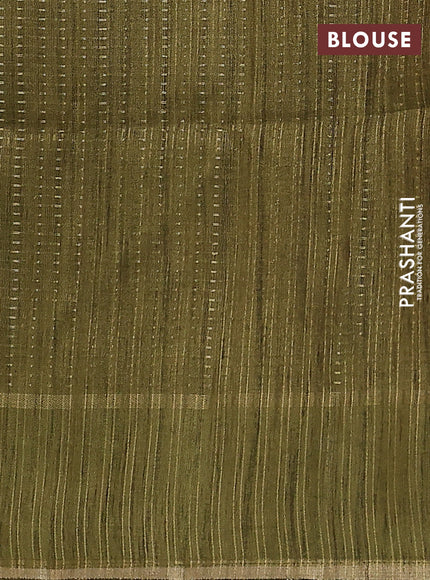 Semi matka saree mehendi green with allover zari weaves and rettapet zari woven border