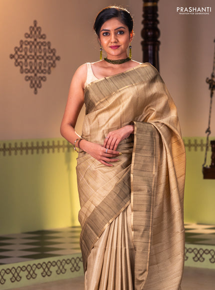Semi matka saree dark mehendi green with allover zari weaves and rettapet zari woven border