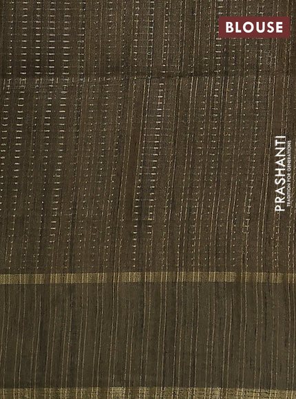 Semi matka saree dark mehendi green with allover zari weaves and rettapet zari woven border