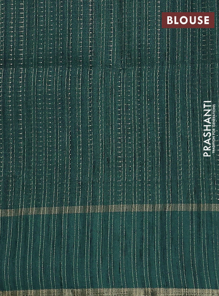 Semi matka saree peacock green with allover zari weaves and rettapet zari woven border