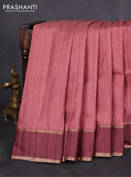 Semi matka saree maroon with allover zari weaves and rettapet zari woven border