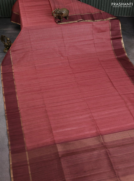 Semi matka saree maroon with allover zari weaves and rettapet zari woven border