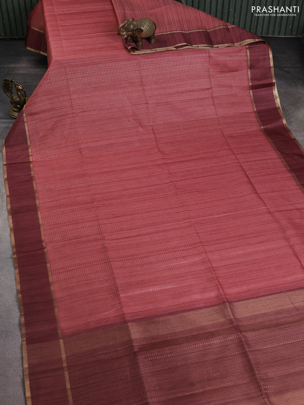 Semi matka saree maroon with allover zari weaves and rettapet zari woven border