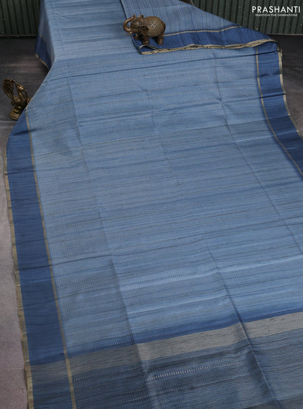 Semi matka saree teal blue with allover zari weaves and rettapet zari woven border