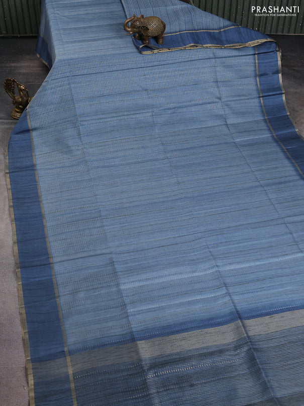 Semi matka saree teal blue with allover zari weaves and rettapet zari woven border