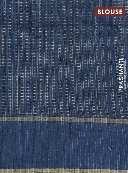 Semi matka saree teal blue with allover zari weaves and rettapet zari woven border