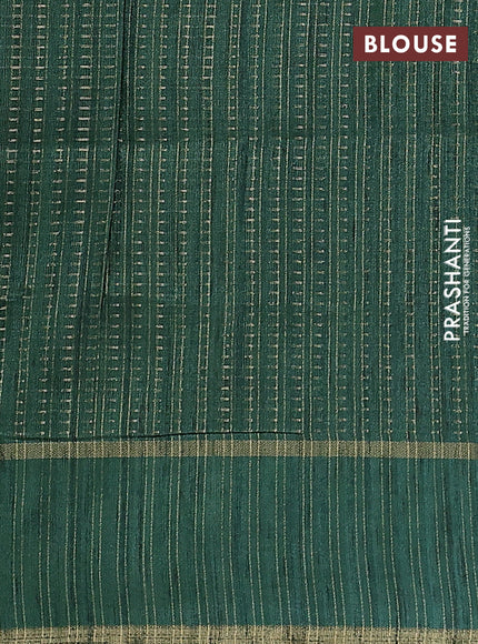 Semi matka saree green with allover zari weaves and rettapet zari woven border