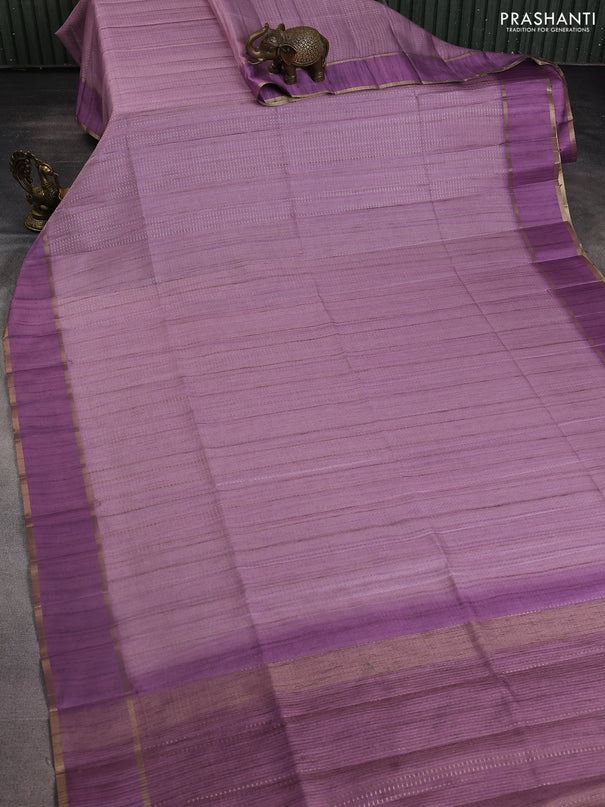 Semi matka saree purple with allover zari weaves and rettapet zari woven border