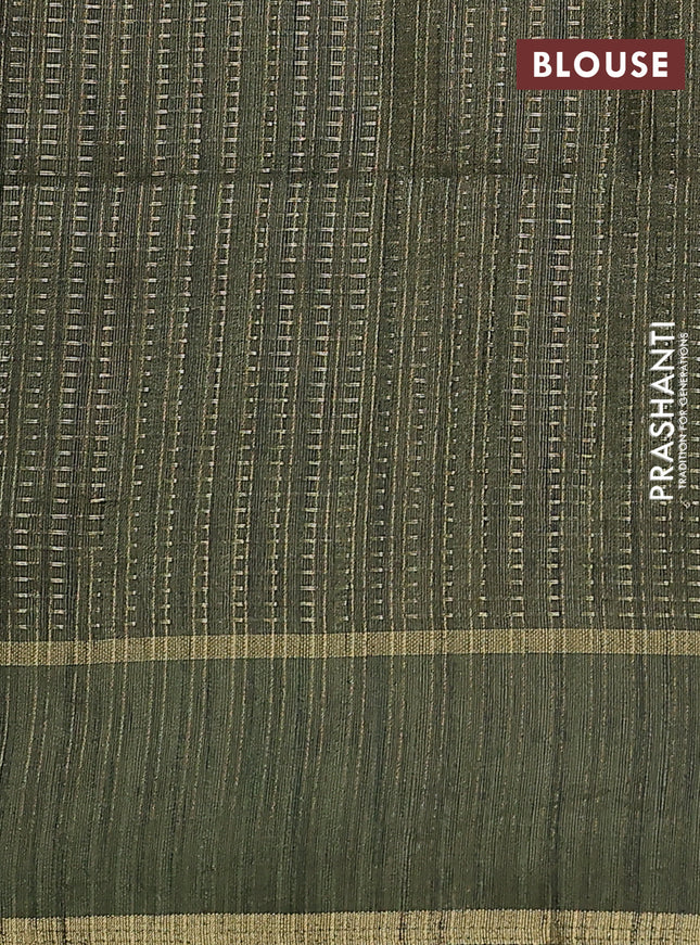 Semi matka saree green with allover zari weaves and rettapet zari woven border