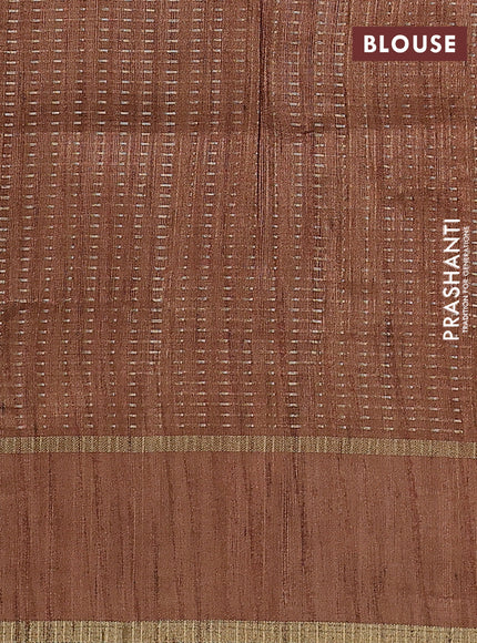 Semi matka saree sandal with allover zari weaves and rettapet zari woven border