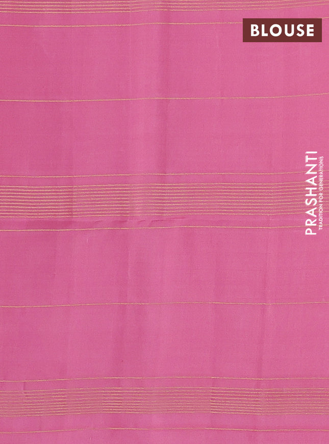 Pure soft silk saree pastel grey and peach pink with allover zari checked pattern In borderless style