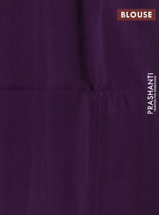 Pure soft silk saree deep purple with zari woven buttas and long zari woven butta border