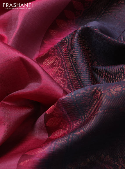 Pure soft silk saree pink shade and black with allover thread & zari weaves In borderless style