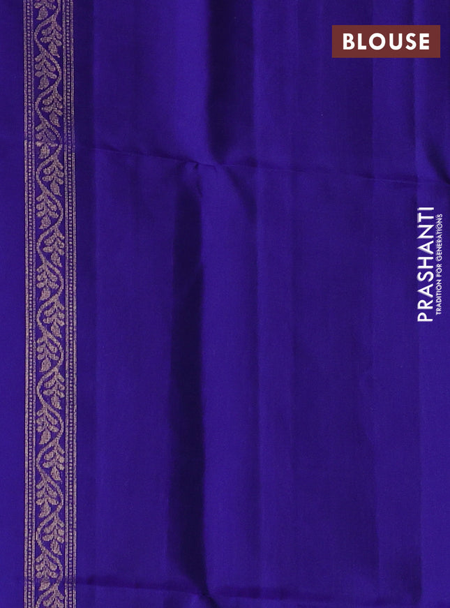 Pure soft silk saree blue with zari woven buttas and long zari woven butta border
