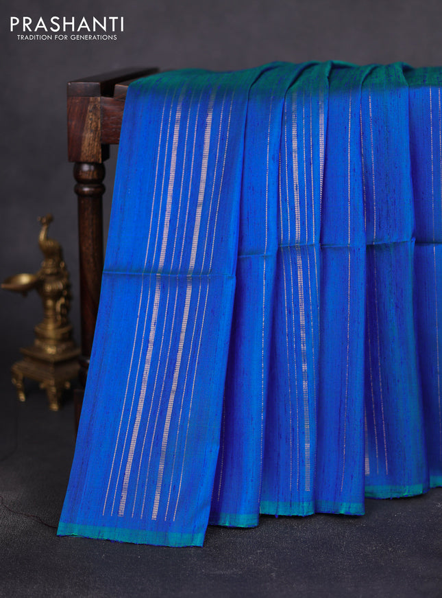 Pure soft silk saree dual shade of blue with allover zari weaves & jute finish in borderless style