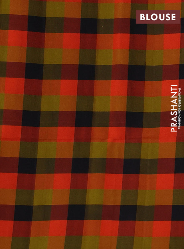 Pure soft silk saree orange and multi colour with zari woven buttas and small katams pallu