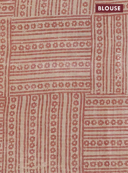 Chanderi silk cotton saree beige and maroon shade with allover prints and small zari woven border