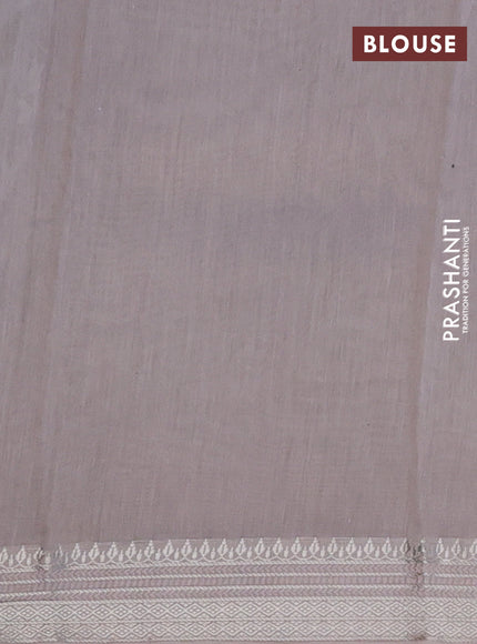 Chanderi silk cotton saree grey shade with allover prints and silver zari woven border