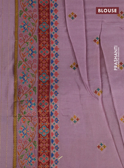 Banarasi silk saree pastel pink with position prints and printed border