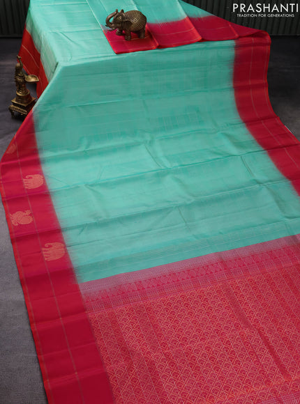 Pure soft silk saree teal shade and dual shade of pinkish orange with allover silver zari checked pattern and zari woven butta border
