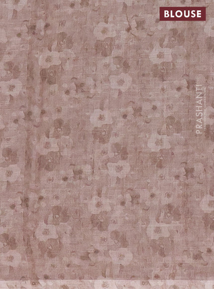 Linen cotton saree sandal with allover floral digital prints and simple border