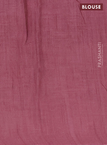 Linen cotton saree pastel maroon with allover floral digital prints and simple border