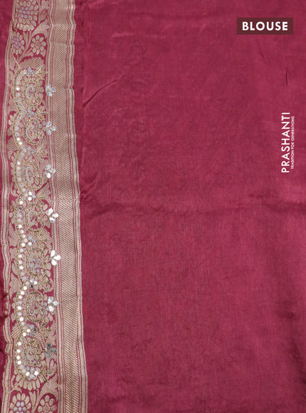 Banarasi silk saree pastel maroon shade with allover banarasi zari weaves and gotapatti lace work border