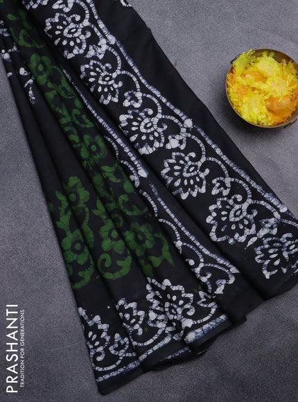 Batik cotton saree black with batik prints and printed border