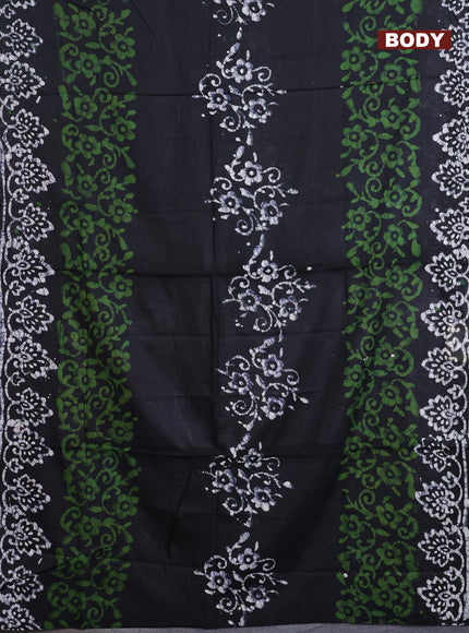 Batik cotton saree black with batik prints and printed border