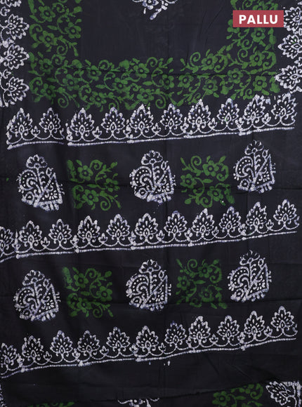 Batik cotton saree black with batik prints and printed border