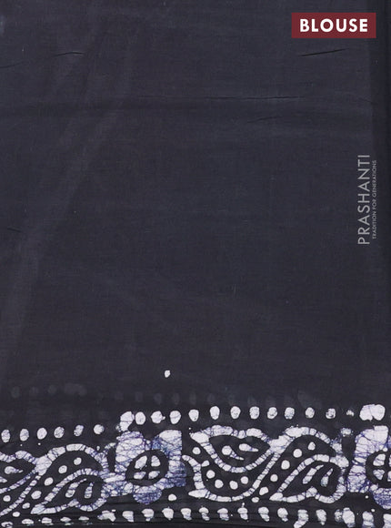 Batik cotton saree black with batik prints and printed border