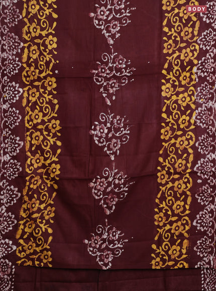 Batik cotton saree deep maroon with batik prints and printed border