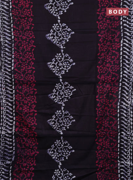 Batik cotton saree deep jamun shade and pink with batik prints and long printed border