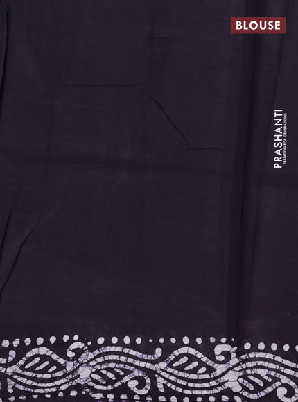 Batik cotton saree deep jamun shade and pink with batik prints and long printed border