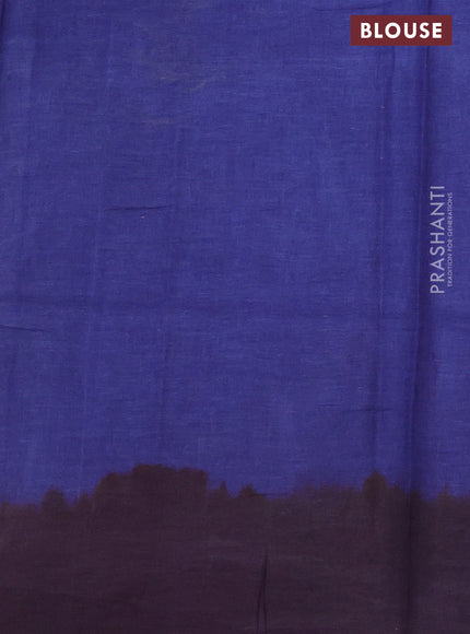 Batik cotton saree blue and wine shade with batik prints and printed border