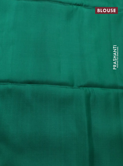 Kanchipuram soft silk saree teal green shade and green with allover zari weaves in borderless style