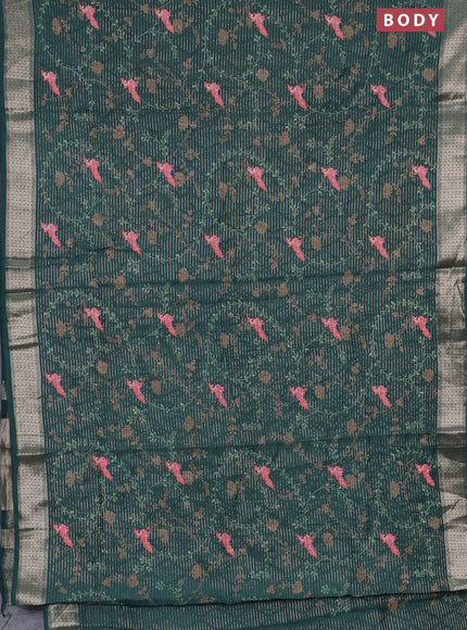 Assam silk saree green with allover zari weaves & embroidery work and zari woven border