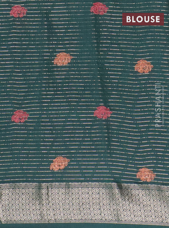 Assam silk saree green with allover zari weaves & embroidery work and zari woven border