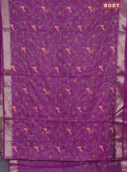 Assam silk saree purple with allover zari weaves & embroidery work and zari woven border