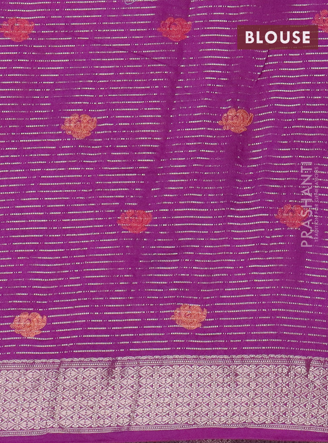 Assam silk saree purple with allover zari weaves & embroidery work and zari woven border