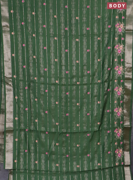 Assam silk saree green with allover zari weaves & embroidery work buttas and zari woven border
