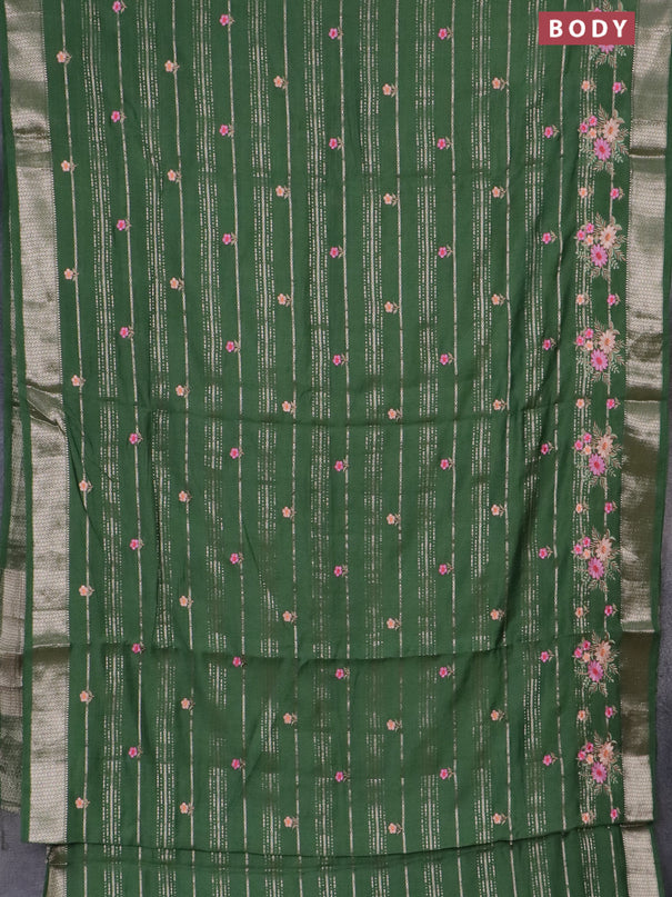 Assam silk saree green with allover zari weaves & embroidery work buttas and zari woven border