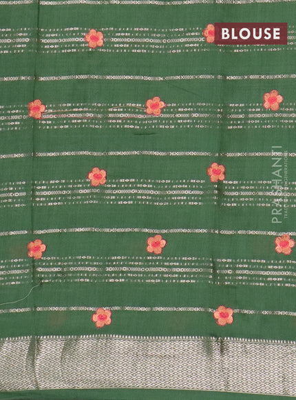 Assam silk saree green with allover zari weaves & embroidery work buttas and zari woven border