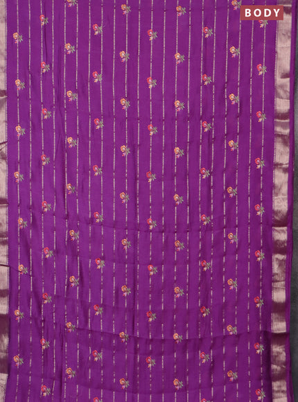 Assam silk saree purple with allover zari weaves & embroidery work buttas and zari woven border